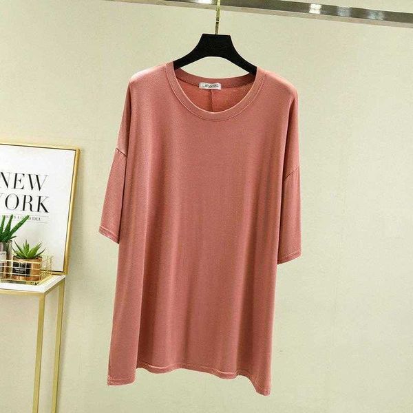 

modal short sleeved t shirt womens summer round neck slimming thin and all, White