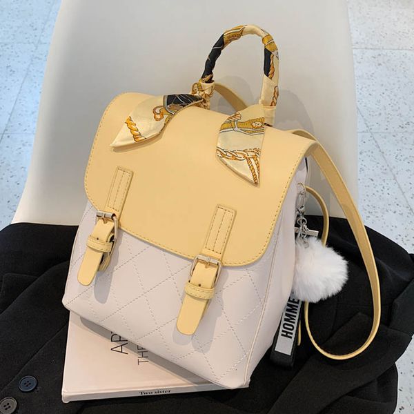 

school bag's stitching color backpack silk scarf designer mini fashion casual student bag s 230331