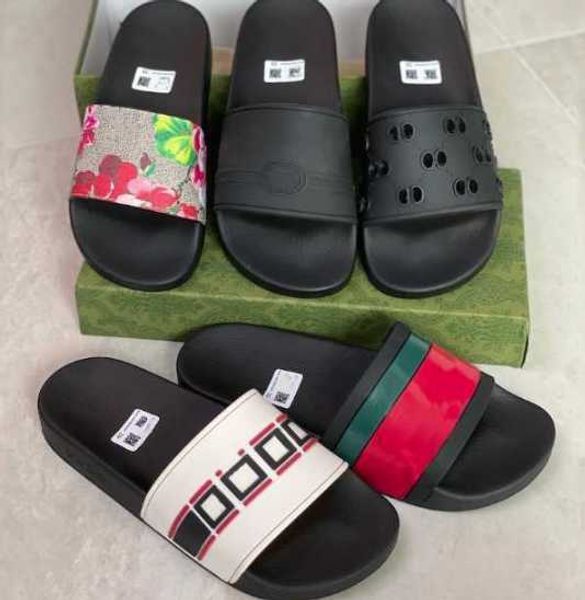 

designers slides mens women slippers summer beach sandal flat platform ladies bathroom home shoes flip flops striped tiger bee causal slippe, Black