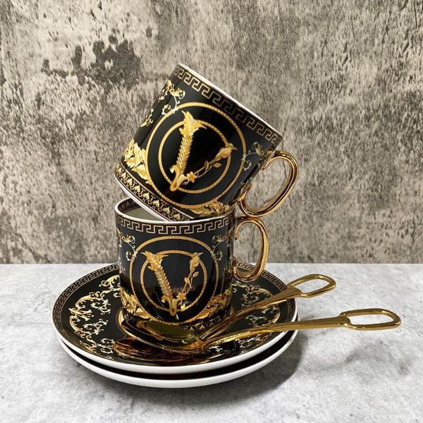

Saucers Cups Porcelain Coffee And Elegant Tea Cup Set Drink Milk Mug KitchenTableware Gift With Box, Blue
