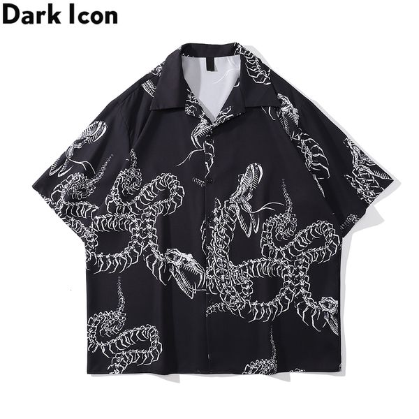 

men s casual shirts dark icon skeleton dragon summer thin material men polo 230330, White;black