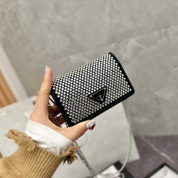 

diamond women shoulder bag flap 2023 new crystal handbags summer fashion underarm purses luxury totes bling nylon quality classic shiny hand