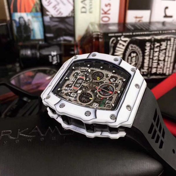

luxury mechanical watch richar mills rm11-03 swiss automatic movement sapphire mirror imported rubber watchband o7fe, Slivery;brown