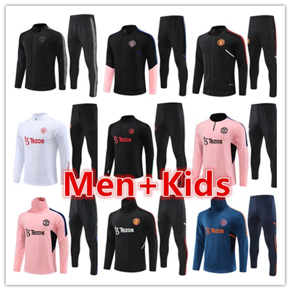 

22 23 24 manchesters mens kids soccer tracksuit jersey set 2022 2023 united men football training suit tracksuits jacket sets chandal futbol, Black