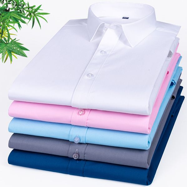 

men's casual shirts 8xl non iron super fine denier bamboo fiber soft comfortable casual shirt men's long sleeve slim fit short sle, White;black