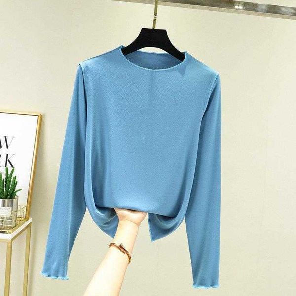 

fungus flying edge long sleeve t shirt female spring and summer half turtleneck, White