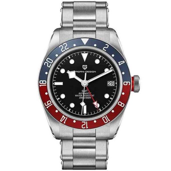 

watch luxury designer fashion tudorspagani design new gmt men mechanical wrist watch automatic sapphire glass steel waterproof diver clock a, Slivery;golden