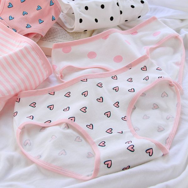 

women's panties 5 pieces/set peach heart women's cotton underwear cute print girl underwear women's underwear underwear 23033, Black;pink