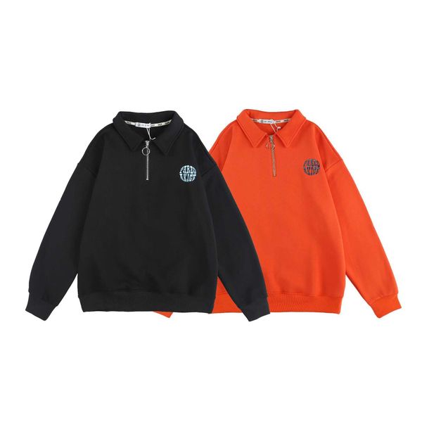 

autumn and winter new men's sweater men's polo neck long sleeve plush loose couple coat ins trend, Black;white