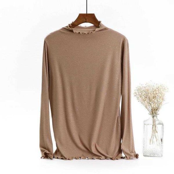 

modal long sleeved t shirt womens wooden ear inner wear korean style half, White