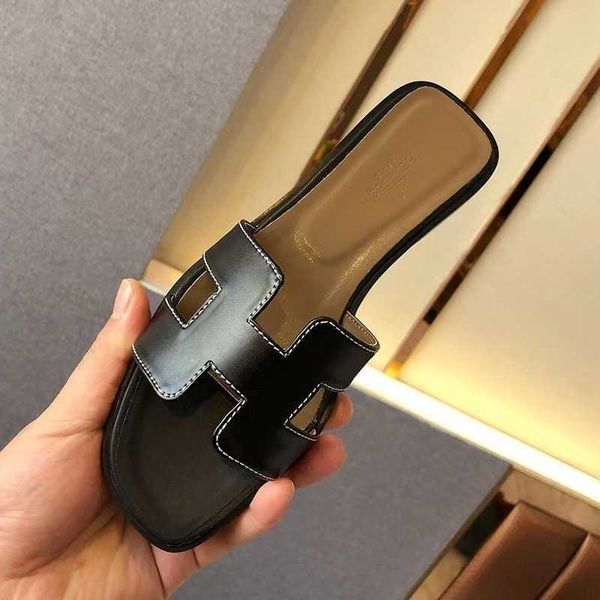 

beach designer sandals beacwear flat women's leather on slippers oran genuine flat the casual sandal color matching outside qm9d