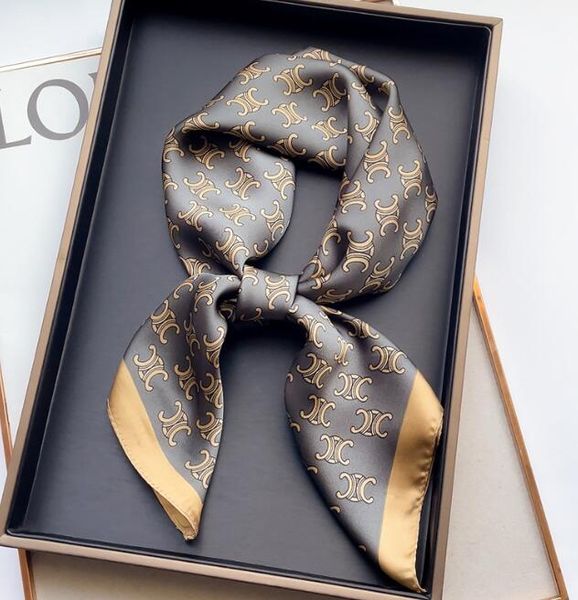 

3color fashion women imitated silk fabric scarf headband for summer fashion long scarves grid stripe letter print shawl ribbon head wrap 70-, Blue;gray