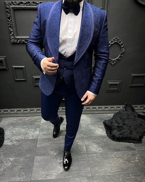 

three pieces wedding tuxedos men suits handsome solid color applicants on coat vest lapel suit one button customized pockets multi-scenario, Black;gray