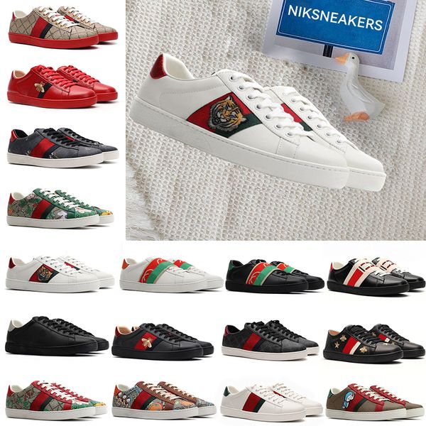 

modish shoes ace bee designer sneakers men women snake tiger embroidered white green red stripes womens shoes sneaker sports trainers big si, Black