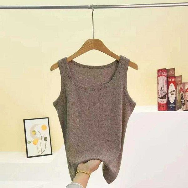 

korean style round neck i tank shaped vest womens spring and summer thread loose, White