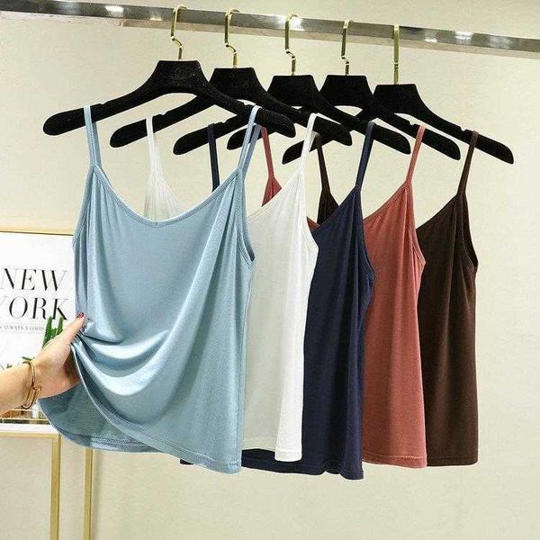

modal cotton small sling womens tanks sleeveless v neck spring and summer wear, White