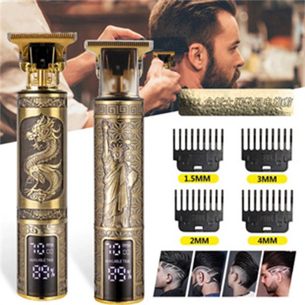 

lcd display men's hair clipper beard trimmer rechargeable hair cutting machine barber shaver electric razor for men's style tool b