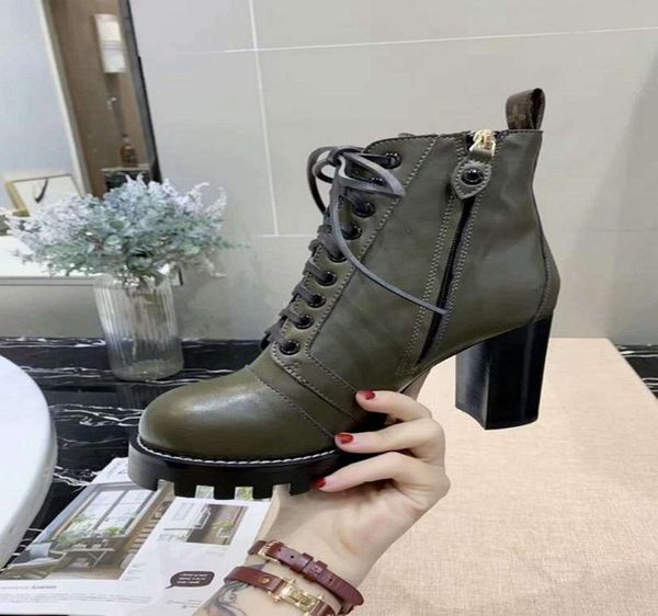

fashion womens ankle boot martin winter cow leather platform ladies slides high heels casual shoes booties 3653901, Black