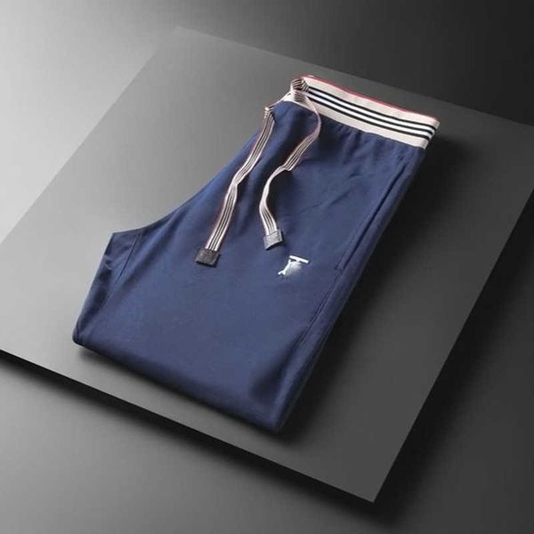 

light luxury mens pants fashion british style embroidery slacks men slim-fit breathable sweatpants designer pants autumn loose trousers, Black