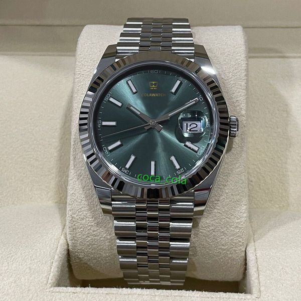 

new factory version watch mint green fluted 41mm jubilee bracelet cal.3235 mechanical b/p automatic official website synchronization waterpr, Slivery;brown