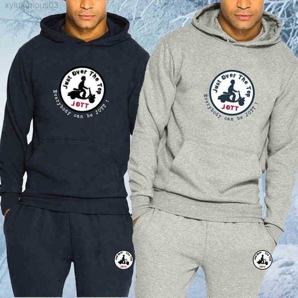 

2023 winter sports men's hooded suit solid color hoodie comfortable sportswear jott print g1202, Black