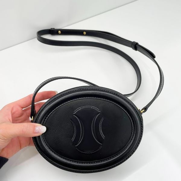 

triomphes round bags luxury women man designer purses oval wallet smooth genuine leather satchel handbag clutch bag crossbody fashion should