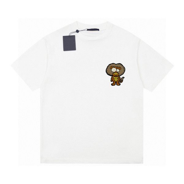 

23ss paris embroidery cartoon lion tee design t shirt high street spring summer fashion skateboard men tshirt, Black;brown
