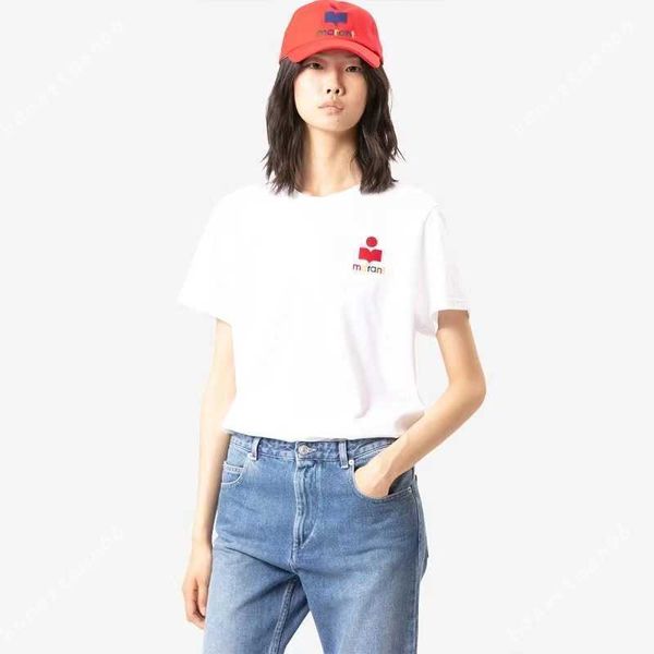 

2023ss isabel marant women designer classic t shirts new is beach tees casual fashion letter gradual printing straight versatile round neck, White