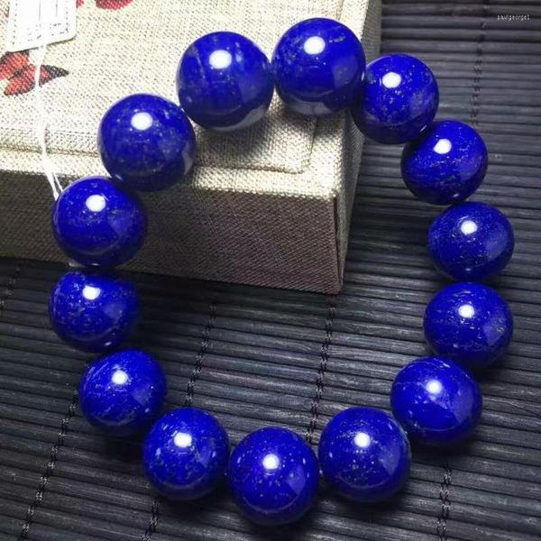 

designer bracelet strand genuine natural royal blue lapis lazuli gems stone beads women man fashion bracelet 17mm, Black