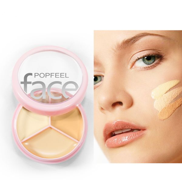 

Popfeel 3 Color Cream Essence Concealer Make Up Cover Spots Full Coverage for Dark Eye Black Skin Lacrimal Groove Repair Foundation Face Makeup