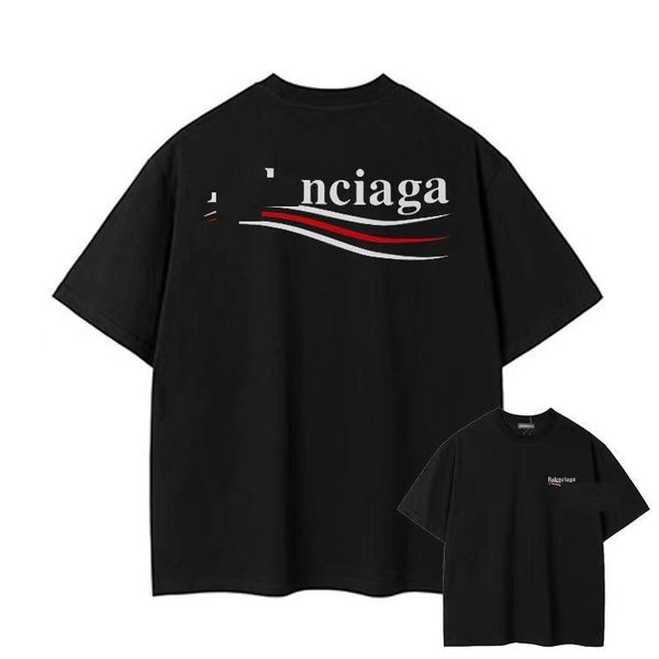 

ins wind coke paris t-shirt short-sleeved men and women with the same wave coke short-sleeved cotton round neck high-end loose couple t-shir, White;black