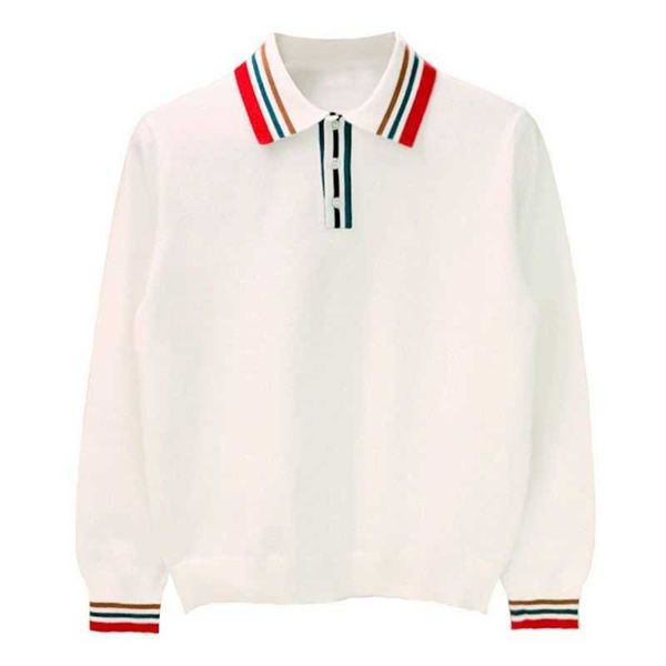 

summer wool knitwear mens sweaters bu designer sweater tb stripe long sleeve polo shirt men lapel knitted shirts pullover sweatshirt, White;black