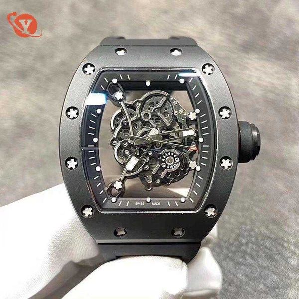

luxury mechanical watch yp watch richar double-sided skeleton millser same style men fully automatic business fashion large dial waterproof, Slivery;brown