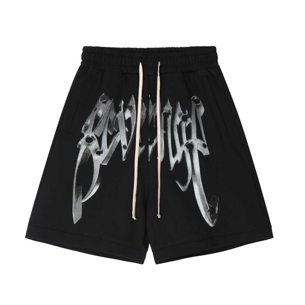 

revenge vintage revenge metal bullet hole print american men's and women's fashion high street fog 5/4 shorts, Black;white