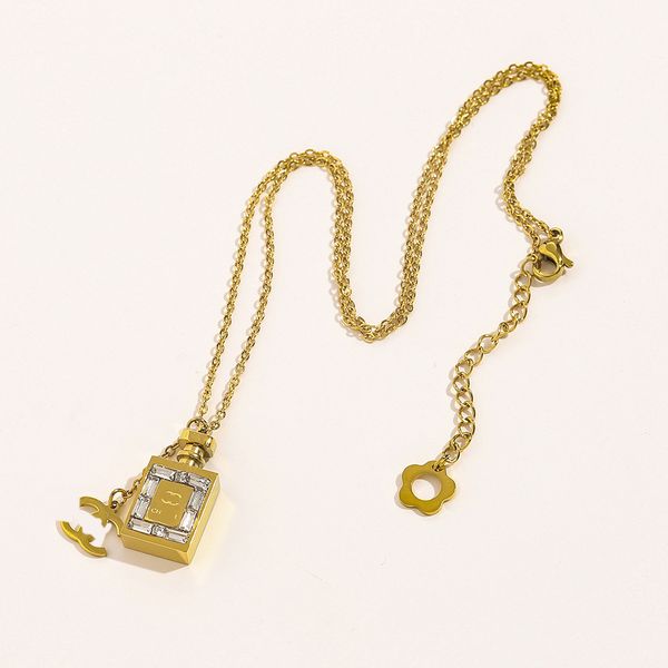 

luxury style fashion designer letter necklaces brand letter perfume bottle pendant chains necklaces jewelry accessory wedding gifts, Silver
