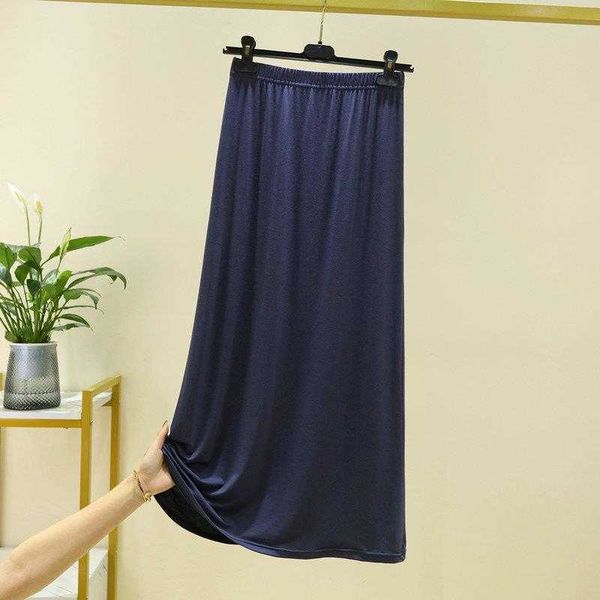 

korean style versatile modal midi skirt summer slim fit slimming high waist big, Black