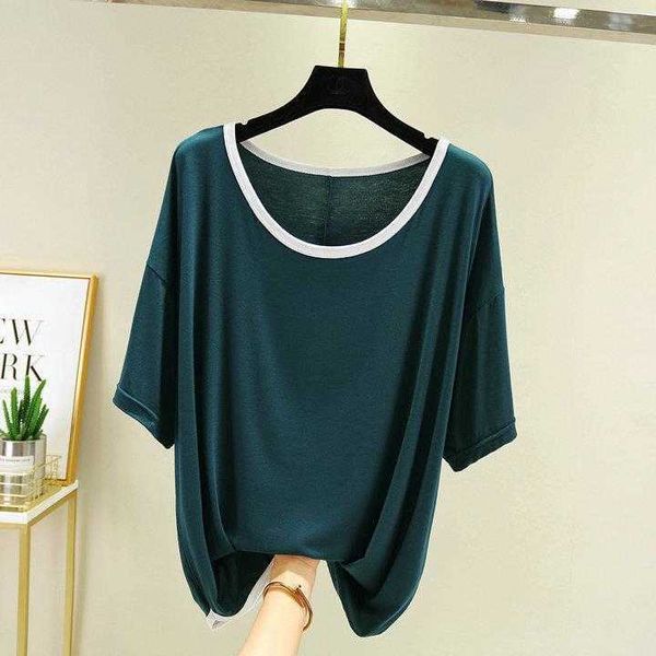 

korean style white womens blouses edge scoop short sleeved t shirt summer modal