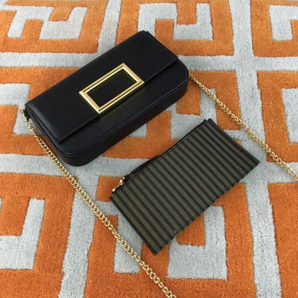 

7a luxury chain handbag designer mini baguette bag ladies clutch bag cow leather simple wallet double f fashion shoulder bag crossbody bag