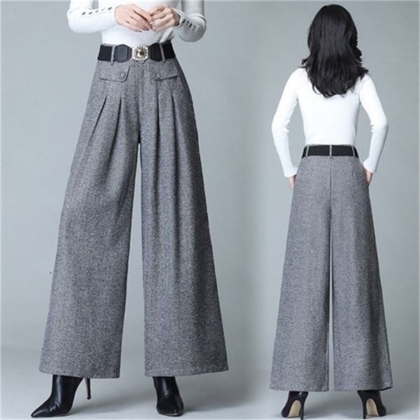 

women's pants capris spring wool wide leg trousers women's pleated casual pants shorts straight leg pants fat leg pants 230331, Black;white