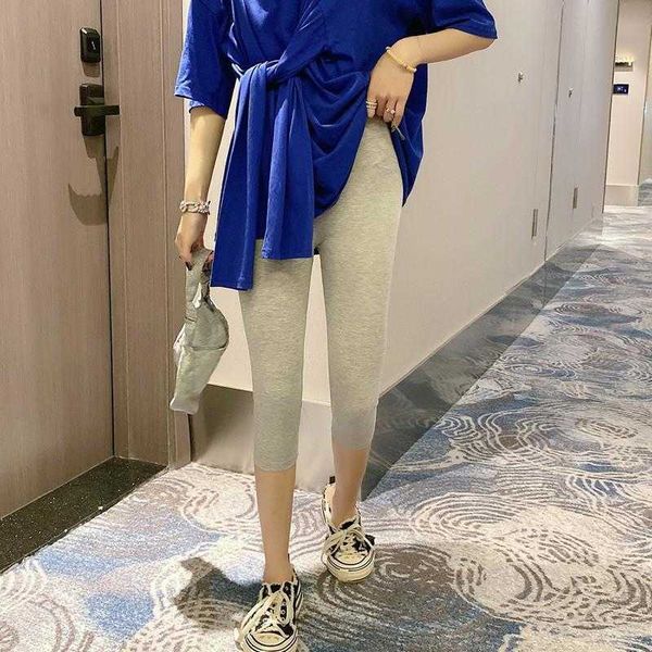 

modal cropped pants womens summer wear thin tight anti exposure stretch slimming, Black;white