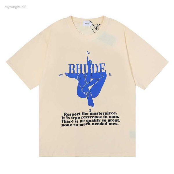 

men's t-shirts rhude spring/summer new human yoga compass print gjgv gjgv, White;black