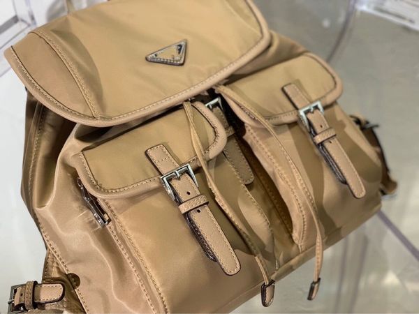 

nylon backpack black back pack triangle sign shoulder bags good quality multiple pockets