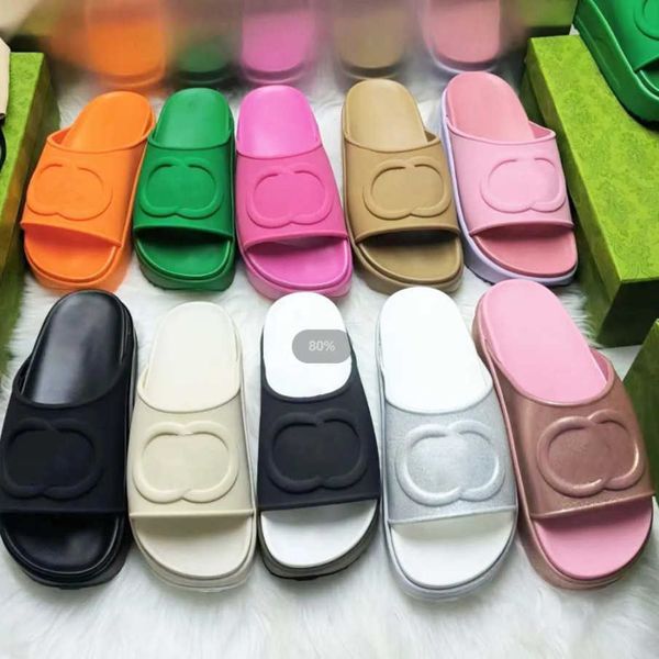

2023 women men slippers double g interlocking sandals platform mule thick bottom slides dress shoe wedges luxury summer sliders flip flops g, Black