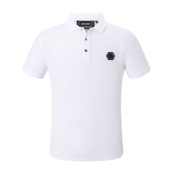 

pleinxplein design men's polos summer leisure polo plein pp t-shirt lapel cotton slim skulls pattern short sleeve fashion 9002 color, White;black