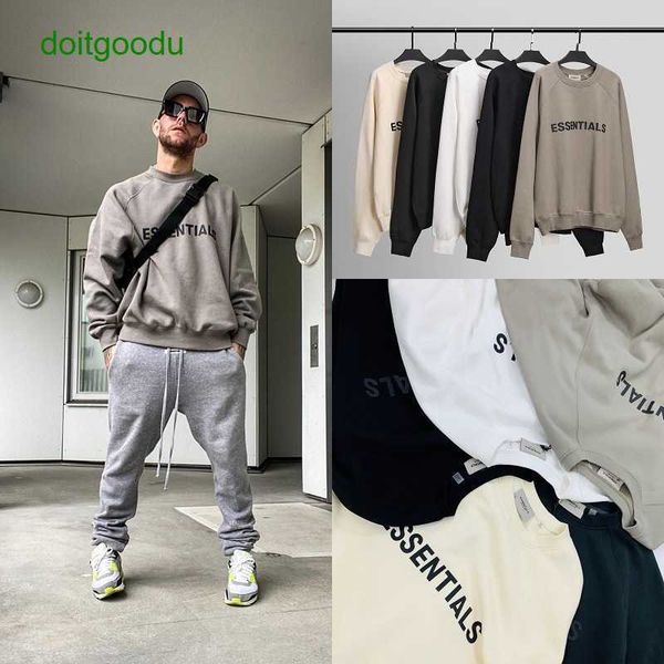 

fear god fosg essen new double line high street chest letter crew neck pullover men's hoodies zl0y, Black