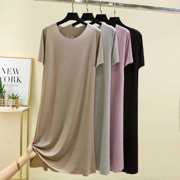 

round neck ice silk nightdress for women summer thin plus size pajamas dress home