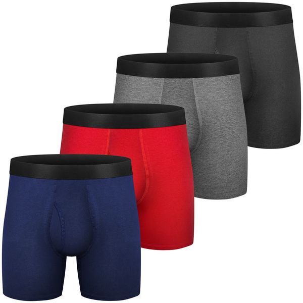 

underpants 4 packs of men's boxing underwear cotton underwear 6 "non cycling regular elastic broadband boxing underwear 230331, Black;white