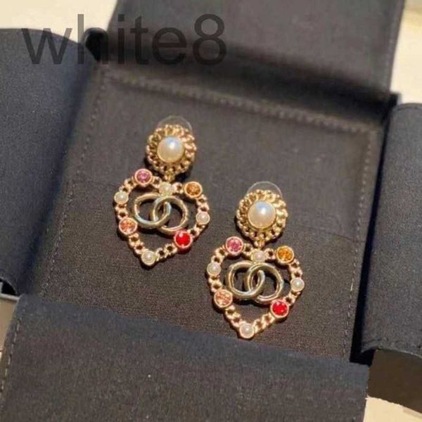 

charm designer spring/summer 2021 new love button pearl elegant celebrity color diamond earrings female super fairy vd40, Golden