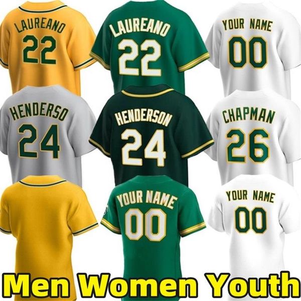 

2023 men women youth baseball jerseys 24 rickey henderson 9 reggie jackson 22 ramon laureano 99 jesus aguilar 6 jace peterson seth brown ale, Blue;black
