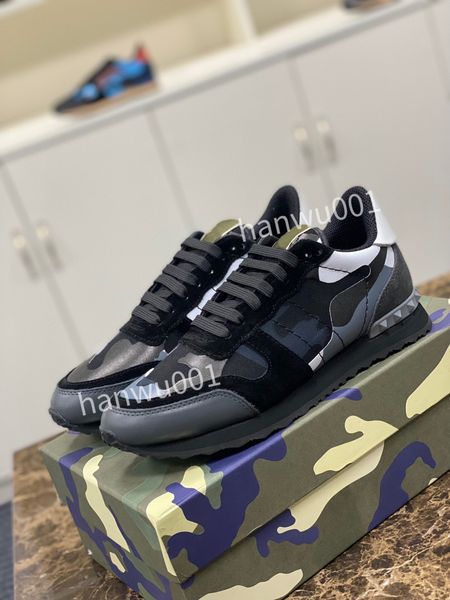 

2023 designer men camouflage shoes fashion luxury designer sneakers leather sneaker rubber bottoms flats casual, Black